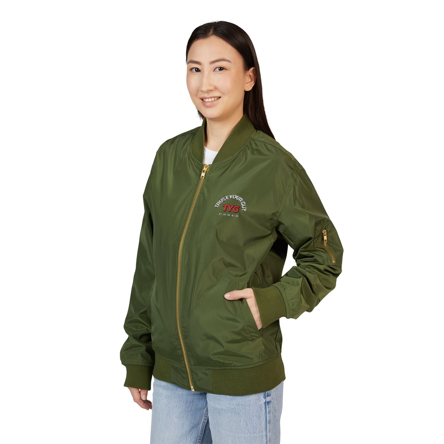 Eco-Friendly Embroidered Bomber Jacket | Stylish Recycled Outerwear, Sustainable Fashion Gift, Cool Streetwear